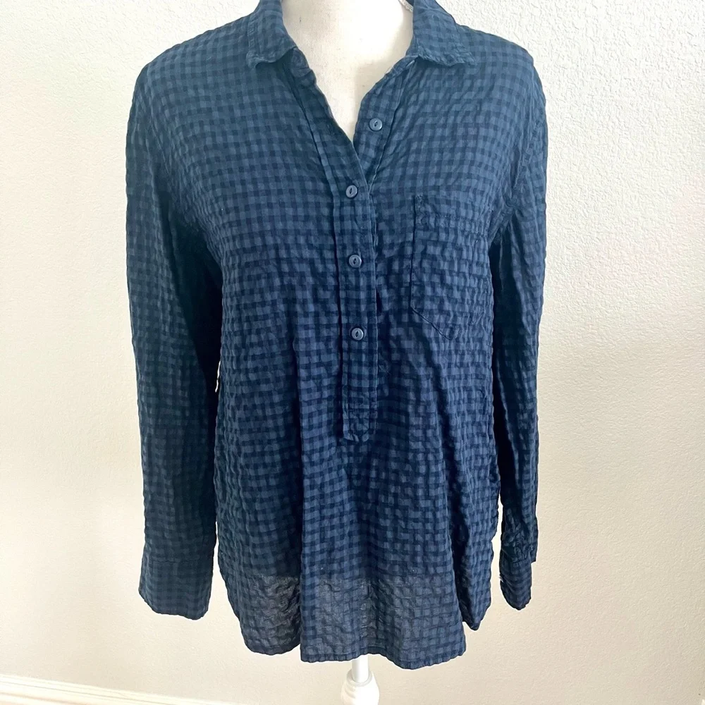 J. Crew Dark Blue Gingham Shirt
